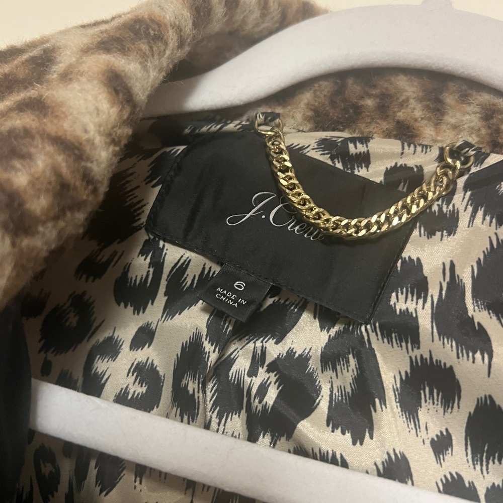 J. Crew Brown Leopard Print Teddy Jacket - Picture 3 of 3